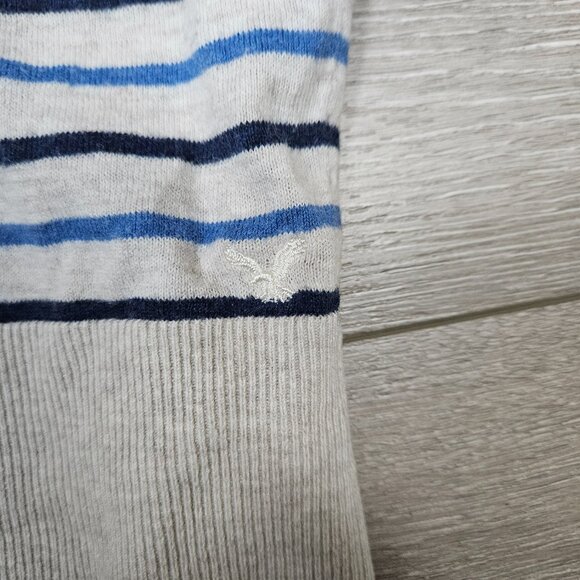 American Eagle Women's striped blue and grey striped wool cotton sweater size sm - Picture 6 of 7
